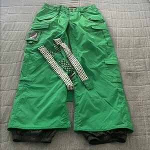 Burton Men’s Cargo Elite Snowboarding Pants with Polka Dot Suspenders